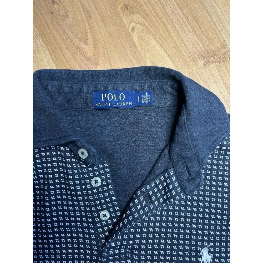 Polo Ralph Lauren Shirt Blue Short Sleeve Pin Dot Geometric Pattern Men’s SP